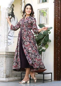 Ethnicmix Reyon Anaarkali Gown - Multicolored, XXL