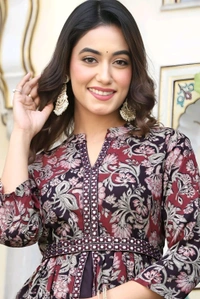 Ethnicmix Reyon Anaarkali Gown - Multicolored, XXL
