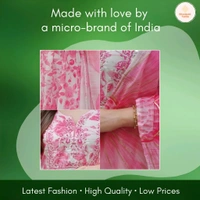 Dhanlaxmi Textile Reyon Printed Kurta Pant And Dupatta - M, Pink