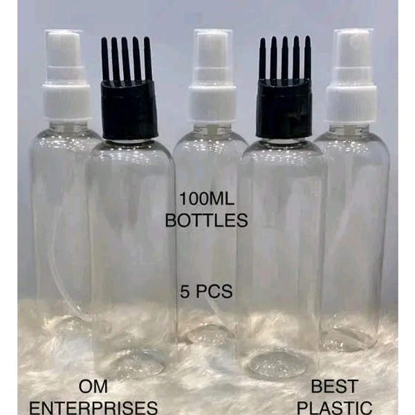High quality 5pc (100 ml) Refillable Bottle Set with Sprays & Combs for Perfume, Liquids & More - 100 ml