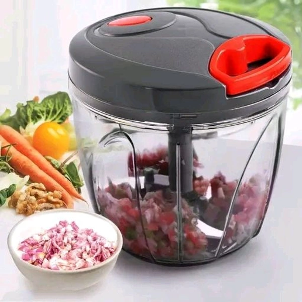 Premium 5-Blade Manual Chopper with Whisk (950ml) for Fruits & Veggies - Grey