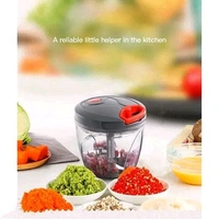 Premium 5-Blade Manual Chopper with Whisk (950ml) for Fruits & Veggies - Grey