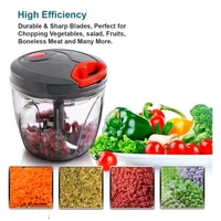 Premium 5-Blade Manual Chopper with Whisk (950ml) for Fruits & Veggies - Grey