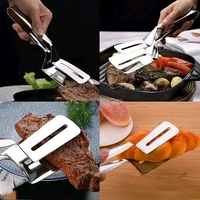 MobFest® 10 inch Stainless Steel BBQ Spatula Tongs with Double Sided Flipper