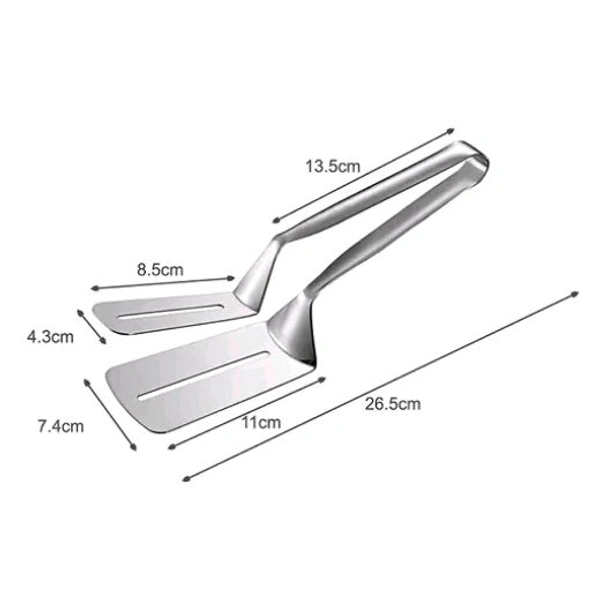 MobFest® 10 inch Stainless Steel BBQ Spatula Tongs with Double Sided Flipper