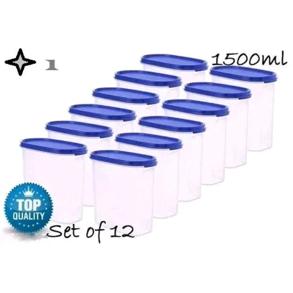 Modular Kitchen Storage Set - 12 Airtight Containers (1500ml) for Rice, Dal, Atta, Spices & More