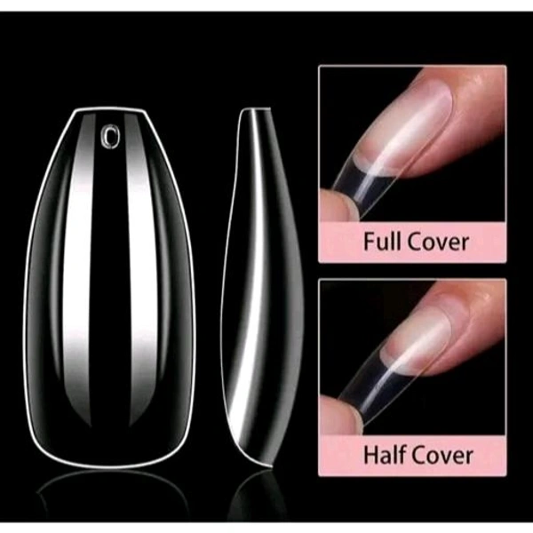 Transparent Nails, 100 Reusable Artificial Fake Nail Set with 1Pis Nail Glu.