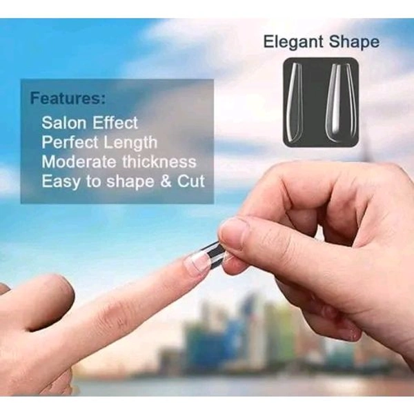 Transparent Nails, 100 Reusable Artificial Fake Nail Set with 1Pis Nail Glu.