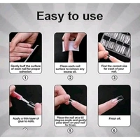Transparent Nails, 100 Reusable Artificial Fake Nail Set with 1Pis Nail Glu.