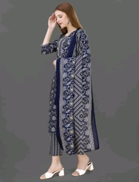 Juronix Stiched Rim Zim Kurta And Pant & Dupatta Set(sahi) - Navy Blue, M