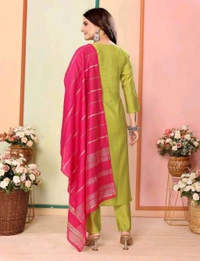 Juronix Pavitra Kurta And Pant & Dupatta Set - Turmeric, S