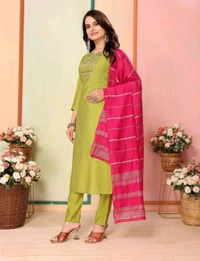 Juronix Pavitra Kurta And Pant & Dupatta Set - Turmeric, S