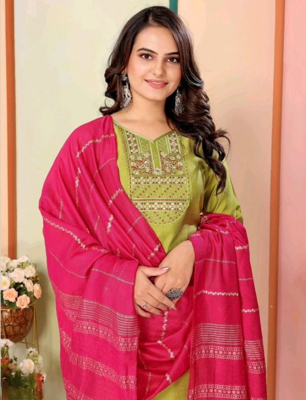 Juronix Pavitra Kurta And Pant & Dupatta Set - Turmeric, M