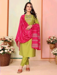 Juronix Pavitra Kurta And Pant & Dupatta Set - Turmeric, L
