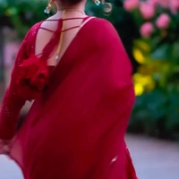 Designer Anarkali Dress - L, Guardsman Red