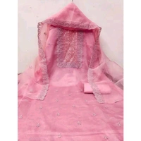 Women's Pink Embellished Embroidered Shantoon Suits & Dress Materials