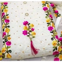 Glamify® cream Cotton Suit Dress Material,Unstitched Cotton Blend Kurta,Churidar Material Embellished,Semi Stitched Cotton Blend Salwar Suit Material Solid,suits material for girls,best cotton suits material.