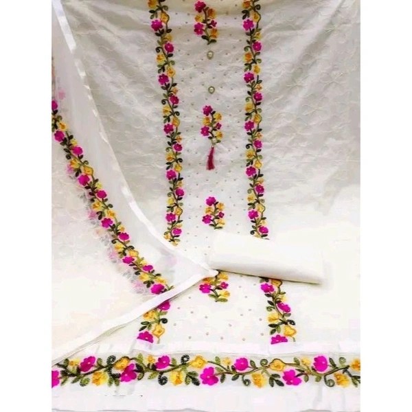 Glamify® cream Cotton Suit Dress Material,Unstitched Cotton Blend Kurta,Churidar Material Embellished,Semi Stitched Cotton Blend Salwar Suit Material Solid,suits material for girls,best cotton suits material.