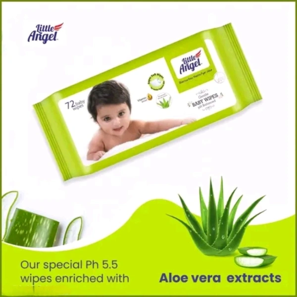 Little Angel SoftCare Baby Wipes, 360 ct, Aloe & Vitamin E, Lid Pack, 5 Packs, 72 Ct/Pack.