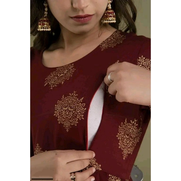 Women's stylish maternity kurti - Maroon, M