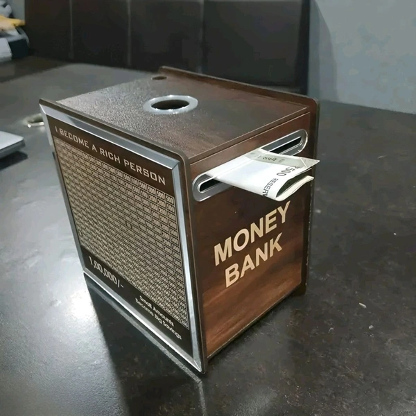 New Wooden Piggy Bank with Savings Tracker | Goal-Oriented Saving Bank for ₹1,00,000 