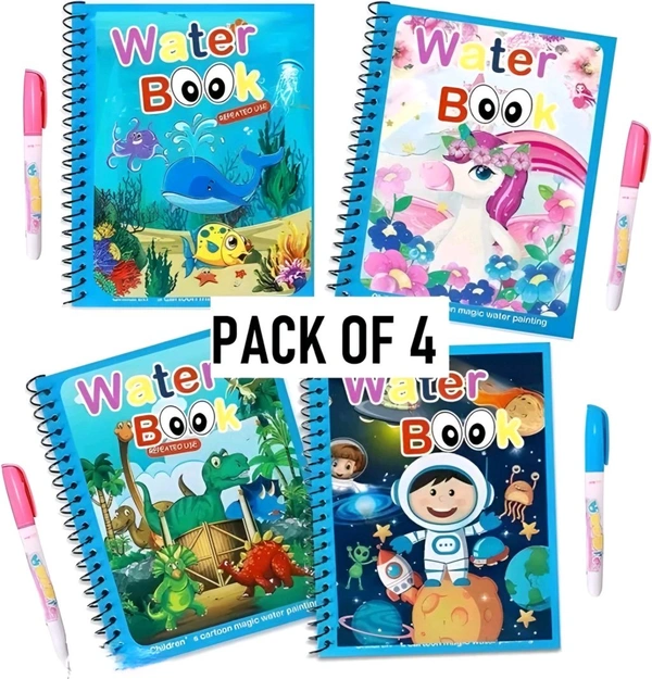 Reusable Magic Water Coloring Book Set - Pack of 4