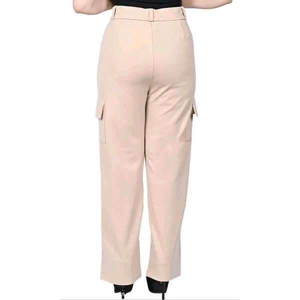 Women Beige Regular Fit Solid Trousers - Cream, 34
