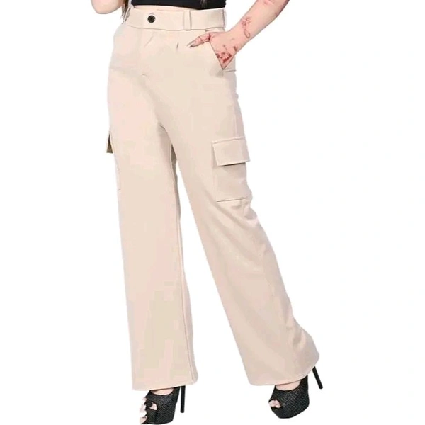 Women Beige Regular Fit Solid Trousers - Cream, 38