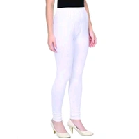 Women's Full Length Cotton Leggings - White, L