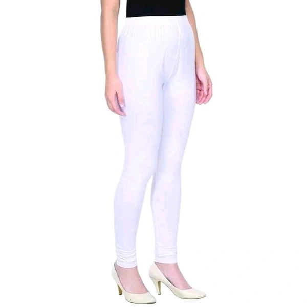 Women's Full Length Cotton Leggings - White, L