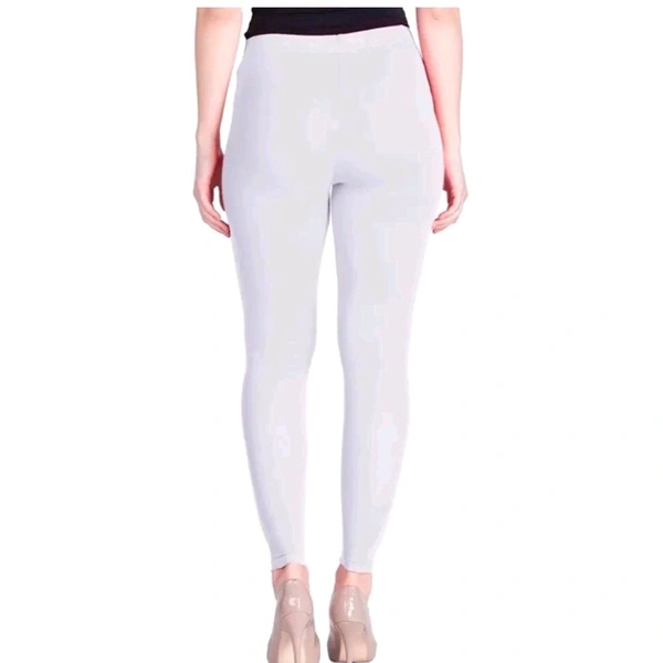 Women's Full Length Cotton Leggings - White, L