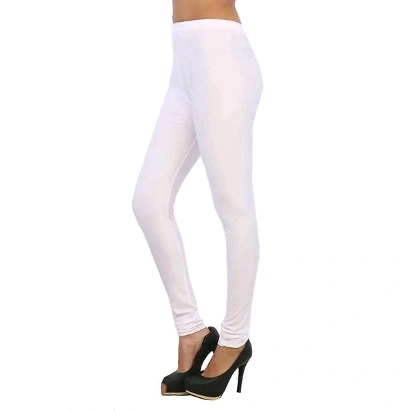 Women's Full Length Cotton Leggings - White, XL