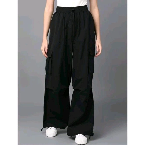 Black Baggy Cargo Parachute Pents - Black, M