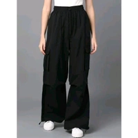 Black Baggy Cargo Parachute Pents - Black, L