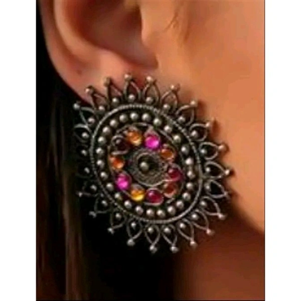 Beautiful Oxidized Earrings with Ring