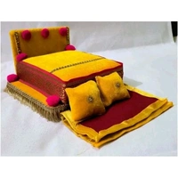 R D Handicraft Thakur ji Bed/ Laddu Gopal ji Bed/ Kahna ji Bed With Blanket Silk All Purpose Chowki