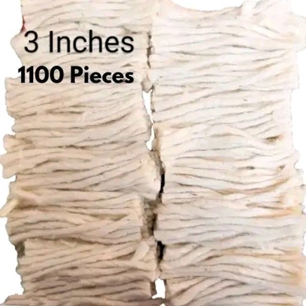 Mahadeva Long Cotton Wicks for Puja - Regular White 1100 Pcs