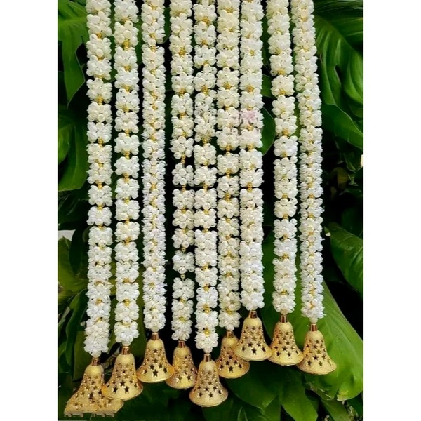 Rama Enterprises Handmade Decorative Mogra Bell Fluffy Artificial Bail Garland, Size 2.2 Feet Used for Home/Office ,Festival Christsmas Diwali Decoration Pack of 2 Strings