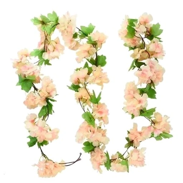 Sure2Shop365 Artificial Maple Silk flower bail Orange Colour Leaves Hanging Garland for Decoration (Pack of 1)