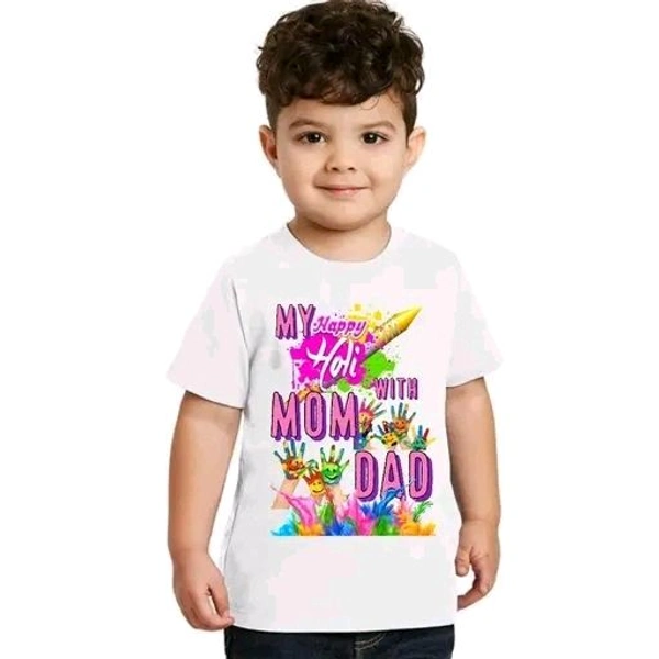 Holi Tshirts for kids - White, 9-10 Year