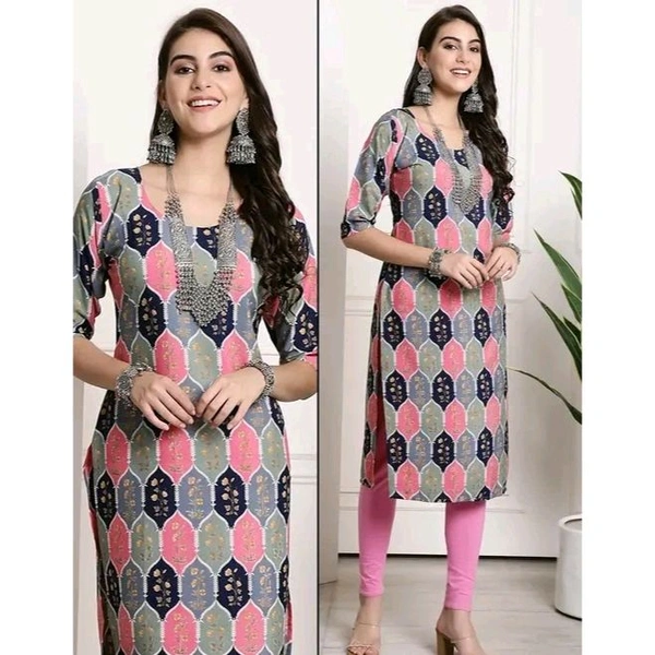 American Crepe Printed Kurti For Women - Black, S