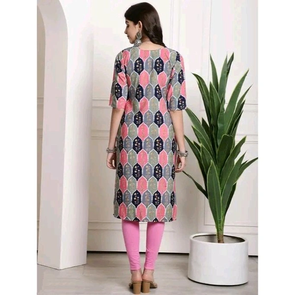 American Crepe Printed Kurti For Women - Black, S