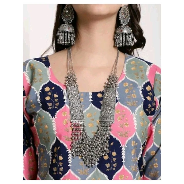 American Crepe Printed Kurti For Women - Black, S