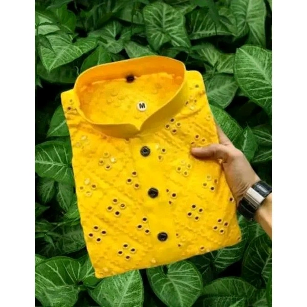 Trendy Graceful Mens Kurtas - Yellow, S