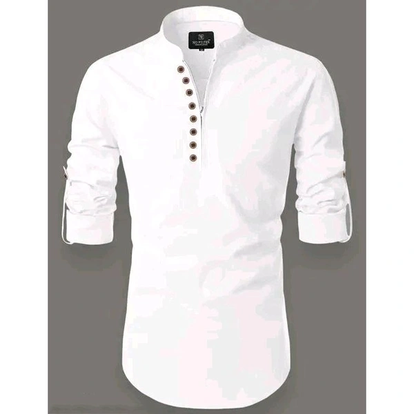 Mens Cotton Short Kurta, Kurta Shirt for Men ? - White, L