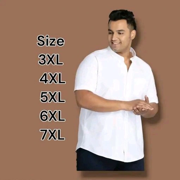 KUMAR ADAMAS PURE COTTON PLAIN CASUAL MENS SHIRT SIZE 3XL 4XL 5XL 6XL 7XL HALF SLEEVES SHIRT  - White, 7XL