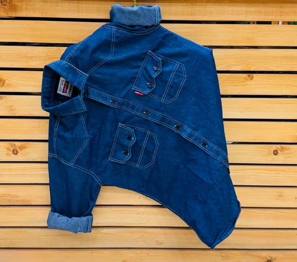 Premium Denim Shirt for Men - Full Sleeves, Awesome Quality - Dark Blue, XXL