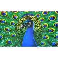 Stylish Peacock Design Fridge Top Cover and PVC mat and 1 Handle Cover , Best quality Product, Refrigerator cover set, fridge cover set - Blue