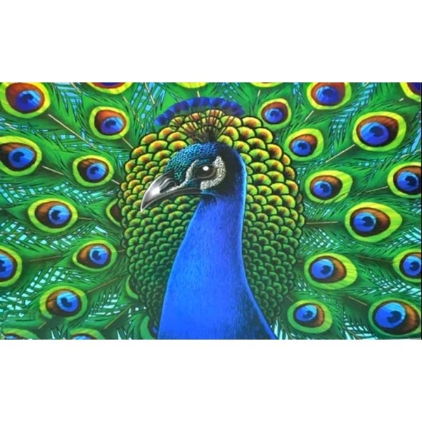 Stylish Peacock Design Fridge Top Cover and PVC mat and 1 Handle Cover , Best quality Product, Refrigerator cover set, fridge cover set - Blue