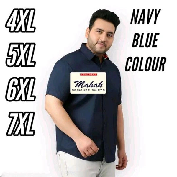 Mahak MenS Shirt Jumbo SIZE XXXL 3XL 4XL 5XL 6XL 7XL HALF SLEEVES FORMAL denim premium PARTYWEAR COTTON Shirt PLAIN PRINTED PREMIUIM SQUARE CHECKS - Navy Blue, 5XL
